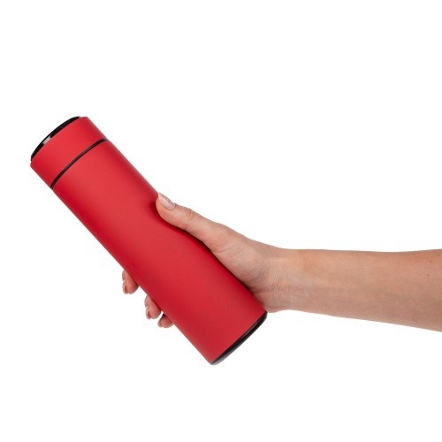 Смарт-бутылка с заменяемой батарейкой Long Therm Soft Touch, красная фото 7