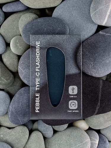 Флешка Pebble Type-C, USB 3.0, серо-синяя, 16 Гб фото 8
