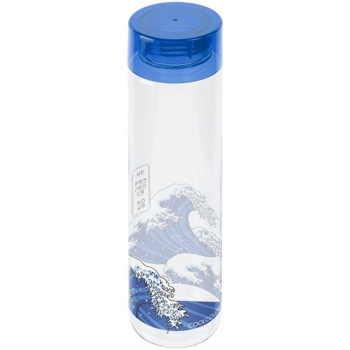 Бутылка для воды «Не разлейся вода», прозрачная с синей крышкой фото 2