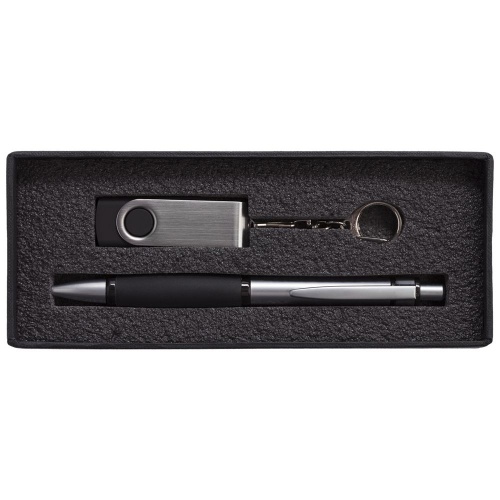 Коробка Notes с ложементом для ручки и флешки, черная фото 5
