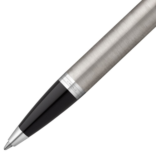 Ручка шариковая Parker IM Essential Stainless Steel CT, серебристая с черным фото 3