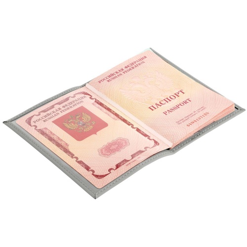 Обложка для паспорта Nubuk, светло-серая фото 4