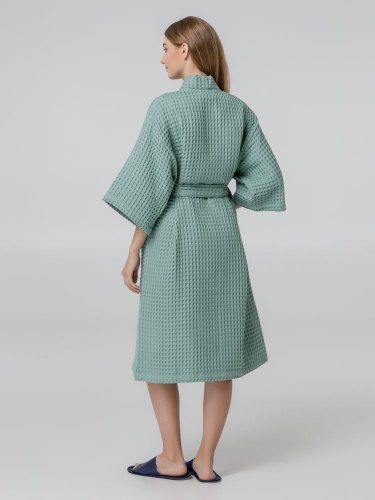 Халат вафельный женский Boho Kimono, зеленая мята фото 7