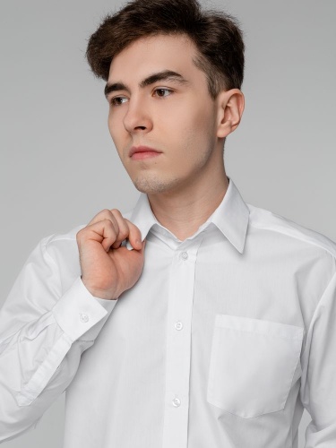 Рубашка мужская с длинным рукавом Collar, белая фото 7