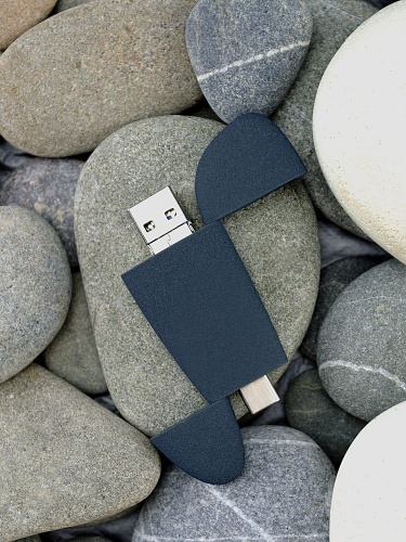 Флешка Pebble Universal, USB 3.0, серо-синяя, 32 Гб фото 10