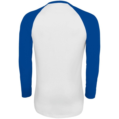 Футболка мужская с длинным рукавом Funky Lsl, белая с ярко-синим фото 2