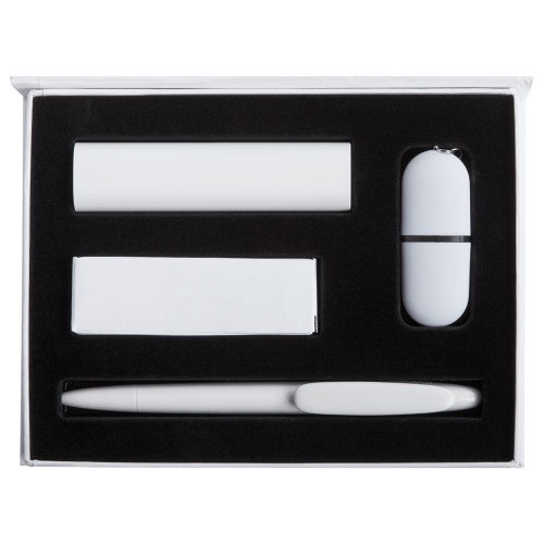 Набор Bond: аккумулятор, флешка и ручка, белый фото 3