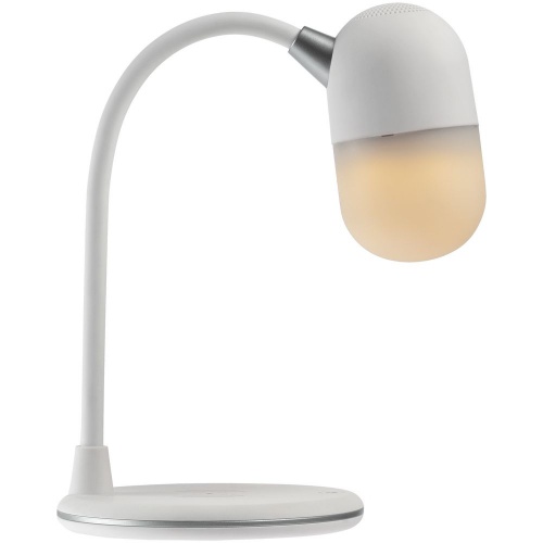 Лампа с колонкой и беспроводной зарядкой lampaTon, белая фото 4