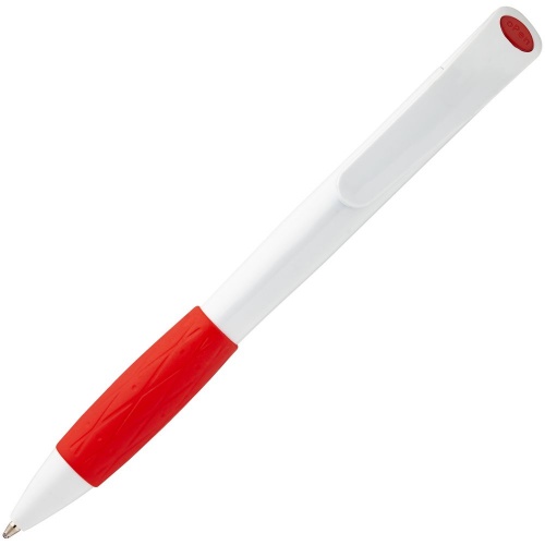 Ручка шариковая Grip, белая с красным фото 3