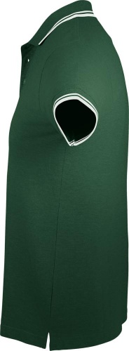 Рубашка поло мужская Pasadena Men 200 с контрастной отделкой, зеленая с белым фото 3