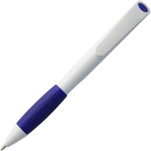 Ручка шариковая Grip, белая (молочная) с синим фото 3