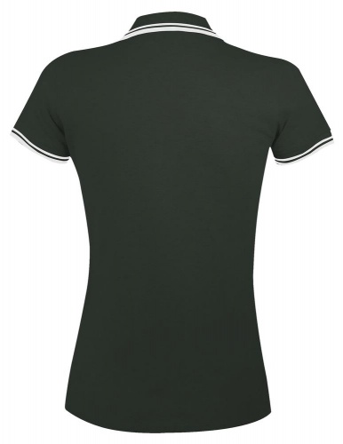 Рубашка поло женская Pasadena Women 200 с контрастной отделкой, зеленая с белым фото 2
