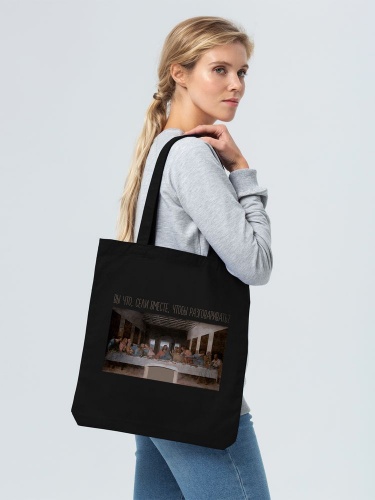 Холщовая сумка «Вы что, сели вместе», черная фото 3
