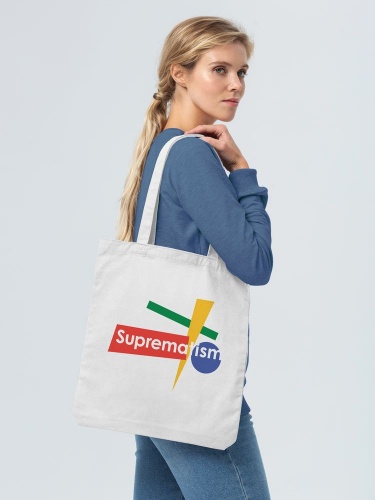 Холщовая сумка Suprematism, молочно-белая фото 4