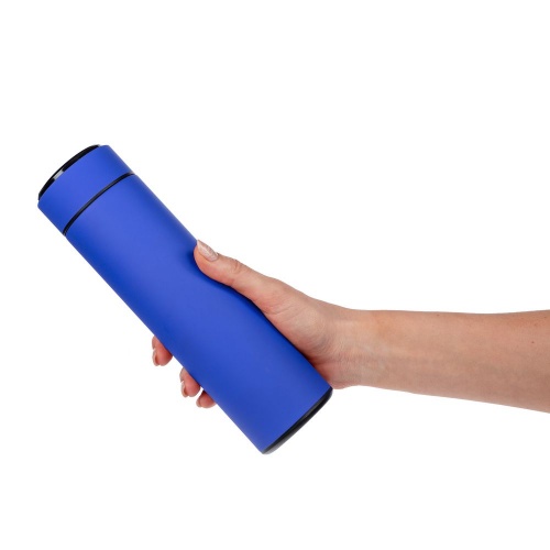 Смарт-бутылка с заменяемой батарейкой Long Therm Soft Touch, синяя фото 7