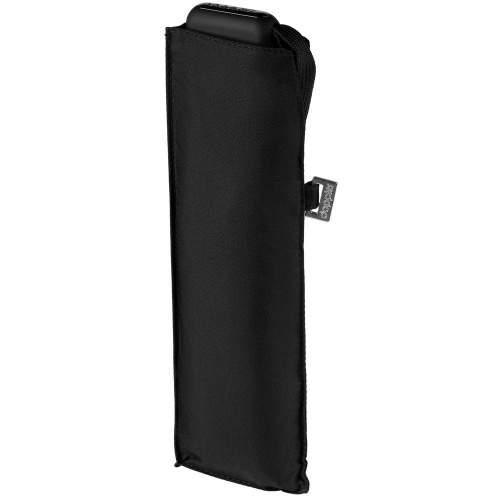 Зонт складной Carbonsteel Slim, черный фото 3
