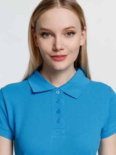Рубашка поло женская Virma Premium Lady, бирюзовая фото 3