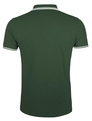 Рубашка поло мужская Pasadena Men 200 с контрастной отделкой, зеленая с белым фото 2