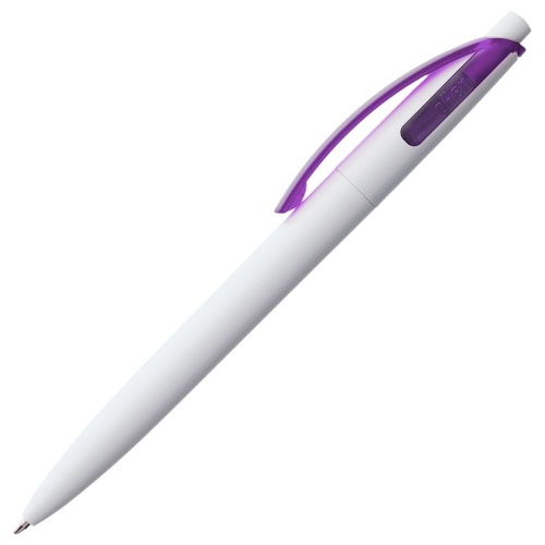 Ручка шариковая Bento, белая с фиолетовым фото 2