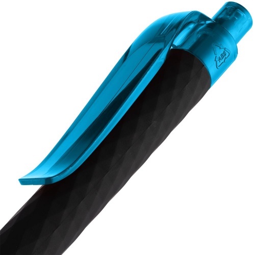 Ручка шариковая Prodir QS01 PRT-P Soft Touch, черная с голубым фото 5