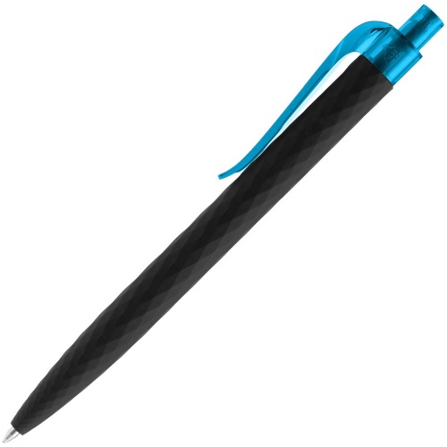 Ручка шариковая Prodir QS01 PRT-P Soft Touch, черная с голубым фото 2