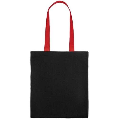 Холщовая сумка BrighTone, черная с красными ручками фото 3