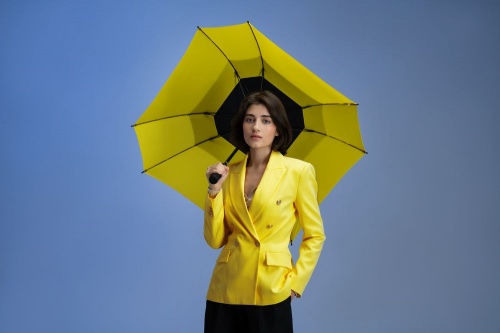 Квадратный зонт-трость Octagon, черный с желтым фото 6