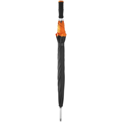 Зонт-трость Highlight, черный с оранжевым фото 3