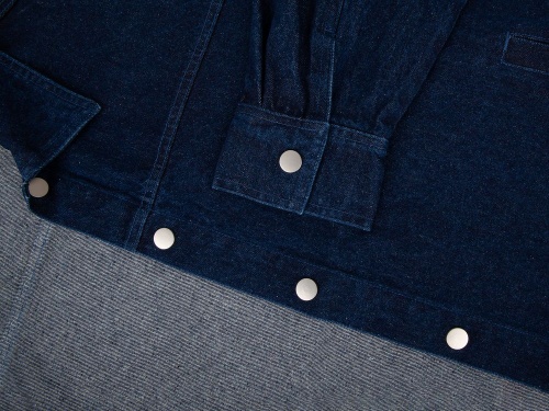 Куртка джинсовая O1, темно-синяя фото 8