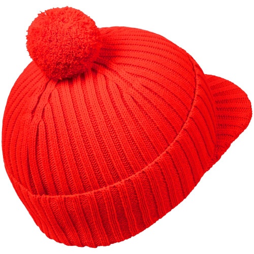 Вязаная шапка с козырьком Peaky, красная (кармин) фото 3