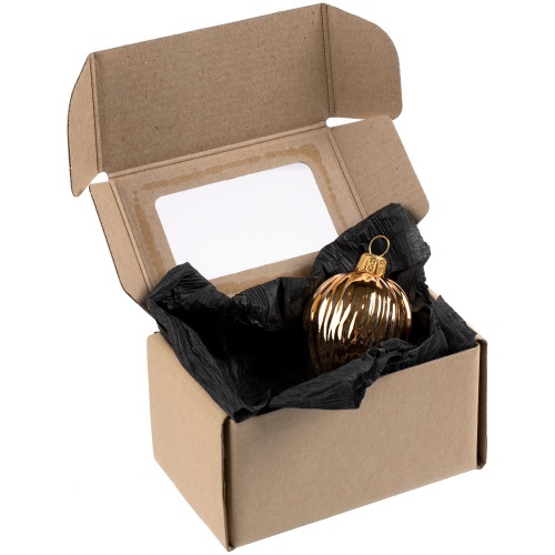 Елочная игрушка «Грецкий орех» в коробке, золотистая фото 4