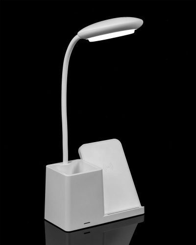 Лампа с органайзером и беспроводной зарядкой writeLight, белая фото 12