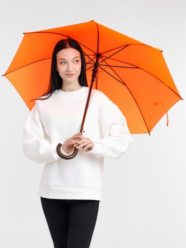 Зонт-трость Standard, оранжевый неон фото 7