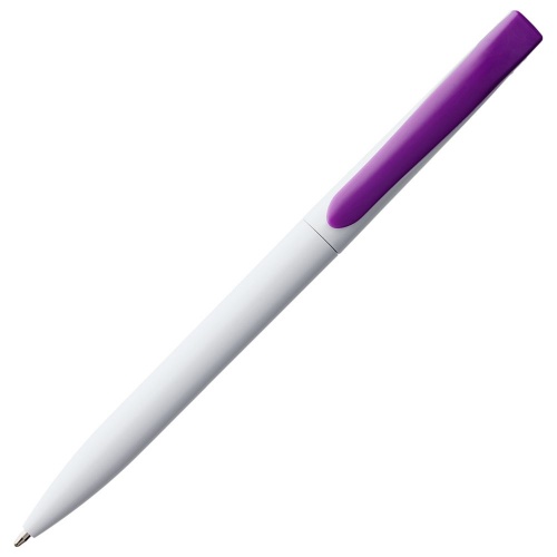 Ручка шариковая Pin, белая с фиолетовым фото 3
