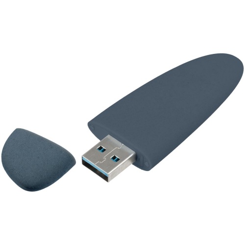 Флешка Pebble, серо-синяя, USB 3.0, 16 Гб фото 2