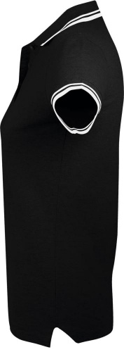 Рубашка поло женская Pasadena Women 200 с контрастной отделкой, черная с белым фото 3