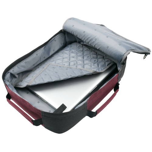 Рюкзак для ноутбука 2 в 1 twoFold, серый с бордовым фото 9