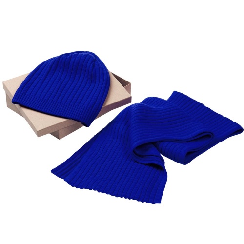 Набор Stripes: шарф и шапка, ярко-синий фото 3