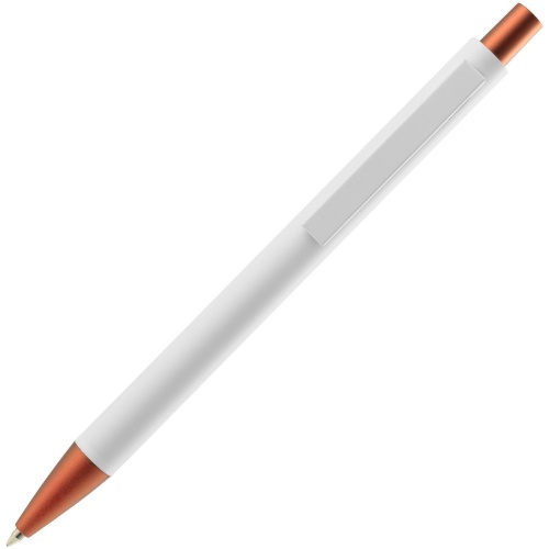 Ручка шариковая Chromatic White, белая с оранжевым фото 3