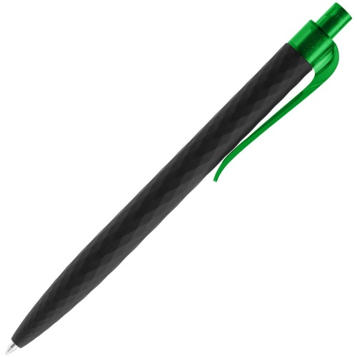 Ручка шариковая Prodir QS01 PRT-P Soft Touch, черная с зеленым фото 3