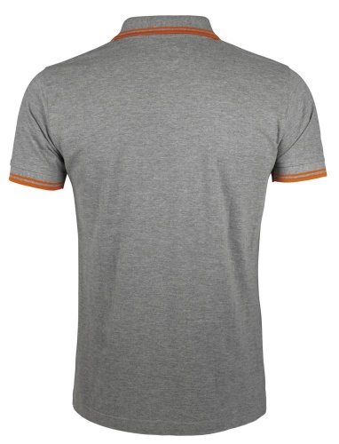 Рубашка поло мужская Pasadena Men 200 с контрастной отделкой, серый меланж c оранжевым фото 2