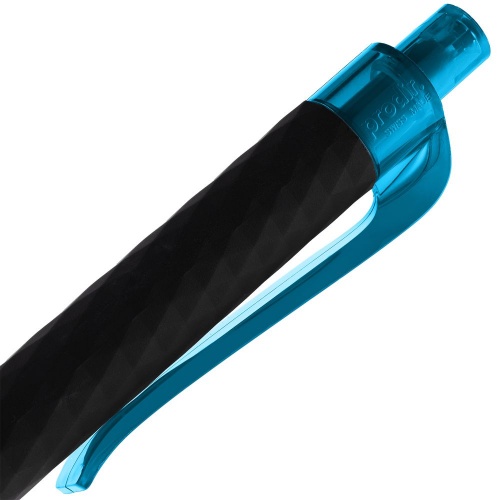 Ручка шариковая Prodir QS01 PRT-P Soft Touch, черная с голубым фото 6