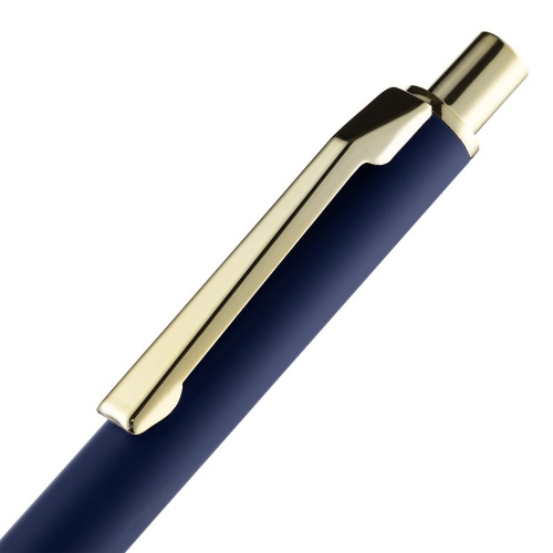 Ручка шариковая Lobby Soft Touch Gold, синяя фото 5