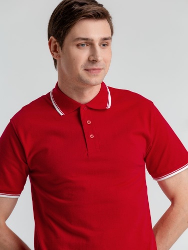 Рубашка поло мужская с контрастной отделкой Practice 270, красный/белый фото 5