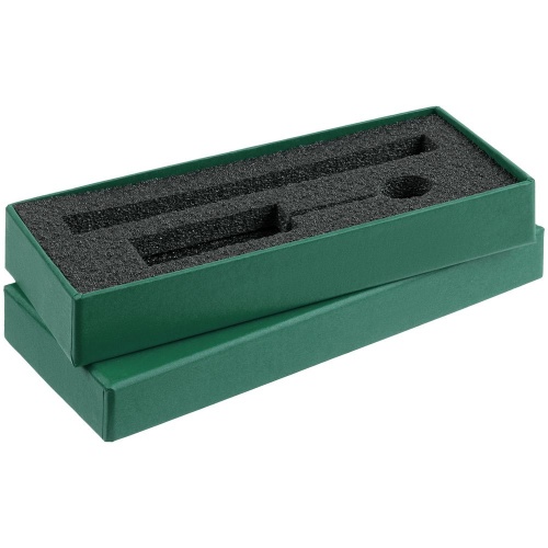 Коробка Notes с ложементом для ручки и флешки, зеленая фото 2