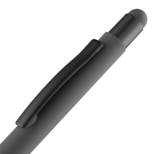 Ручка шариковая Digit Soft Touch со стилусом, серая фото 5