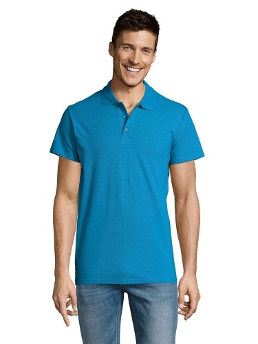 Рубашка поло мужская Summer 170, ярко-бирюзовая фото 4