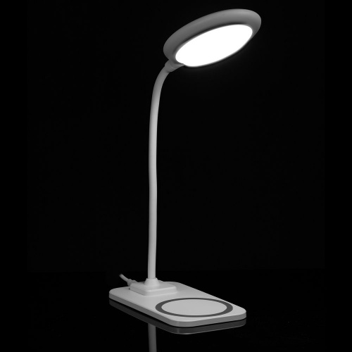 Настольная лампа с беспроводной зарядкой Modicum, белая фото 11