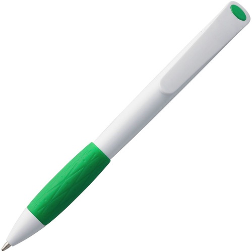 Ручка шариковая Grip, белая с зеленым фото 3