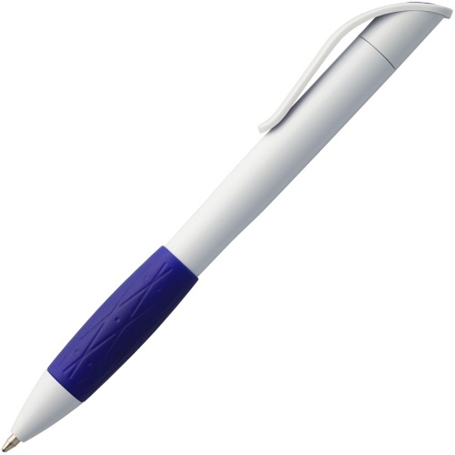 Ручка шариковая Grip, белая (молочная) с синим фото 2